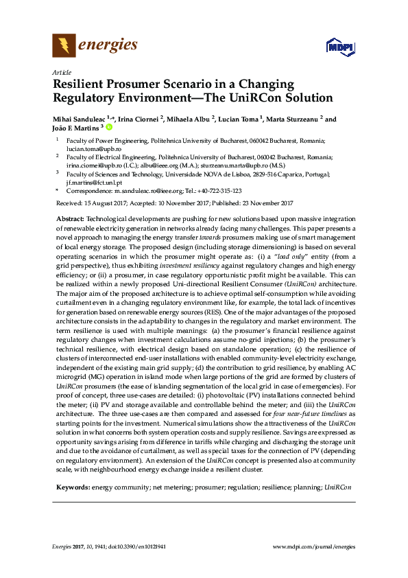 (PDF) Resilient Prosumer Scenario in a Changing Regulatory Environment ...