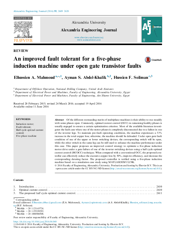(PDF) An improved fault tolerant for a five-phase induction machine ...