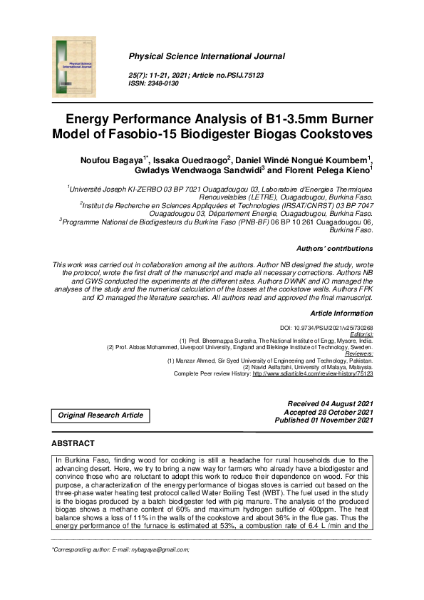 (PDF) Energy Performance Analysis of B1-3.5mm Burner Model of Fasobio ...