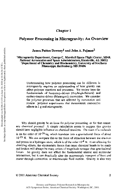 (PDF) Polymer Processing in Microgravity: An Overview