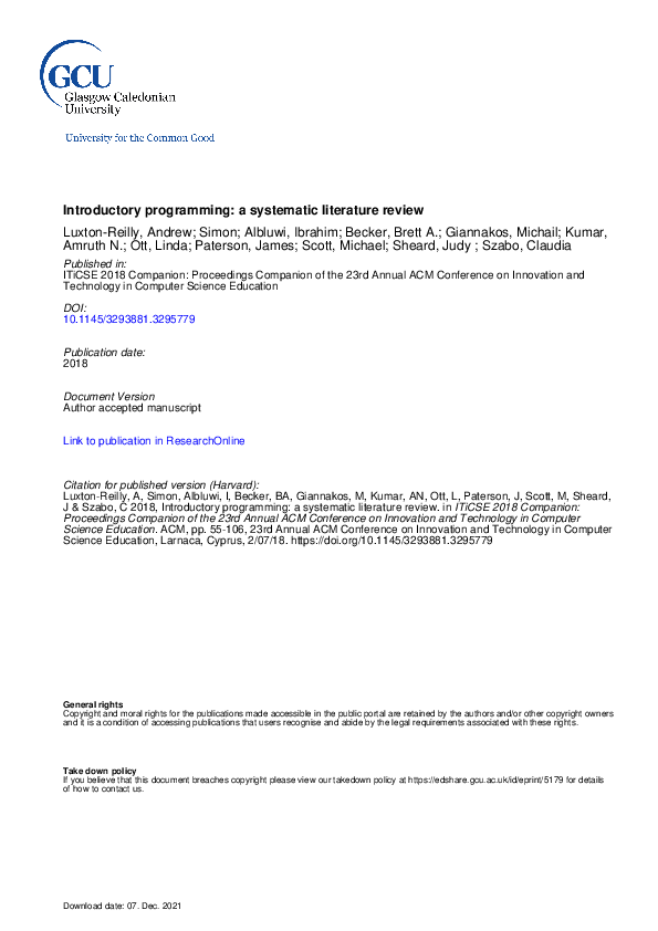 (PDF) A review of introductory programming research 2003–2017