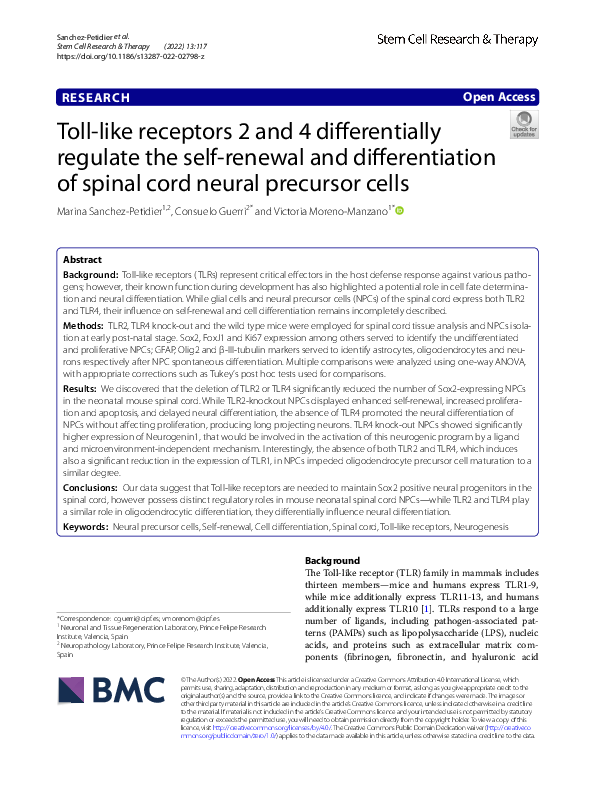 (PDF) Toll-like receptors 2 and 4 differentially regulate the self ...