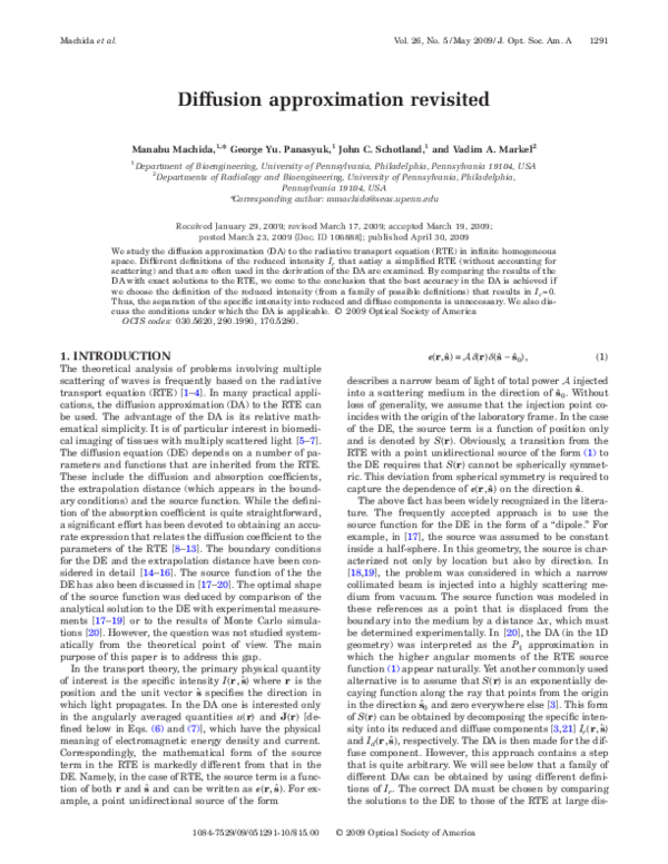 (PDF) Diffusion approximation revisited
