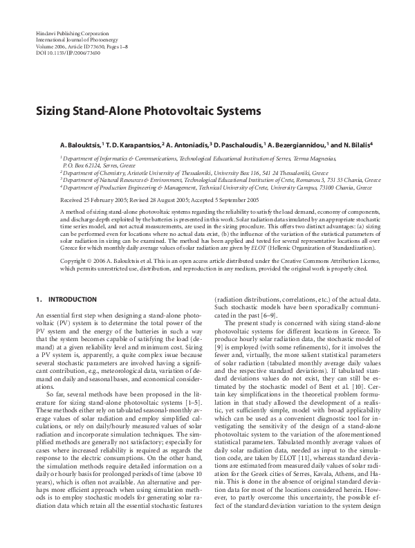 (PDF) Sizing stand-alone photovoltaic systems