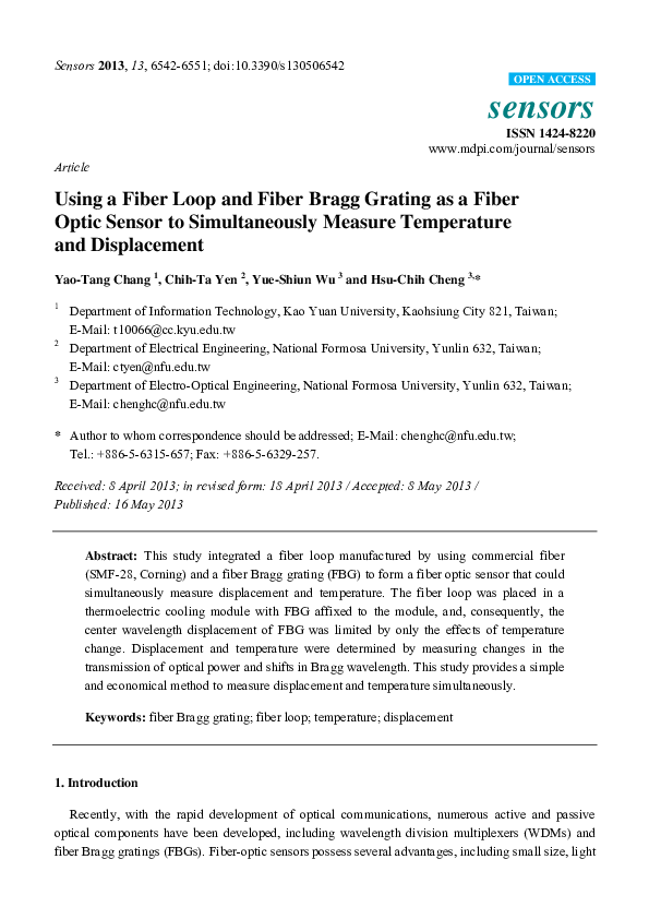 (PDF) Using a Fiber Loop and Fiber Bragg Grating as a Fiber Optic ...