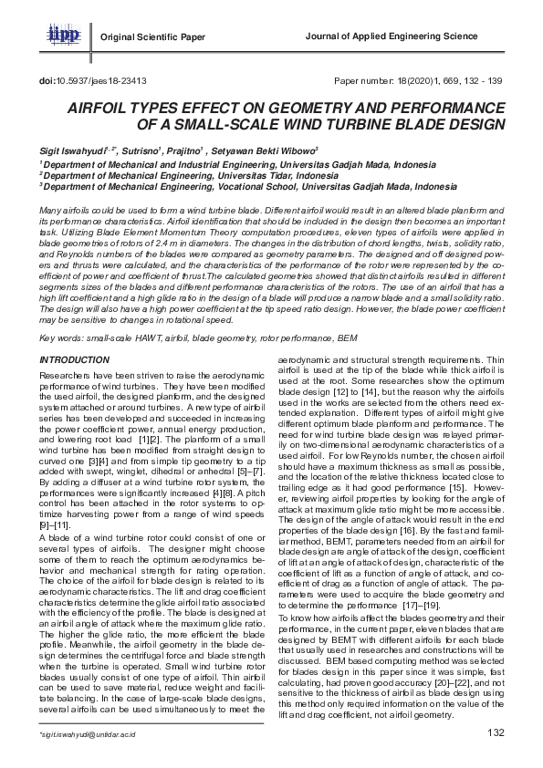 (PDF) Airfoil types effect on geometry and performance of a small-scale ...