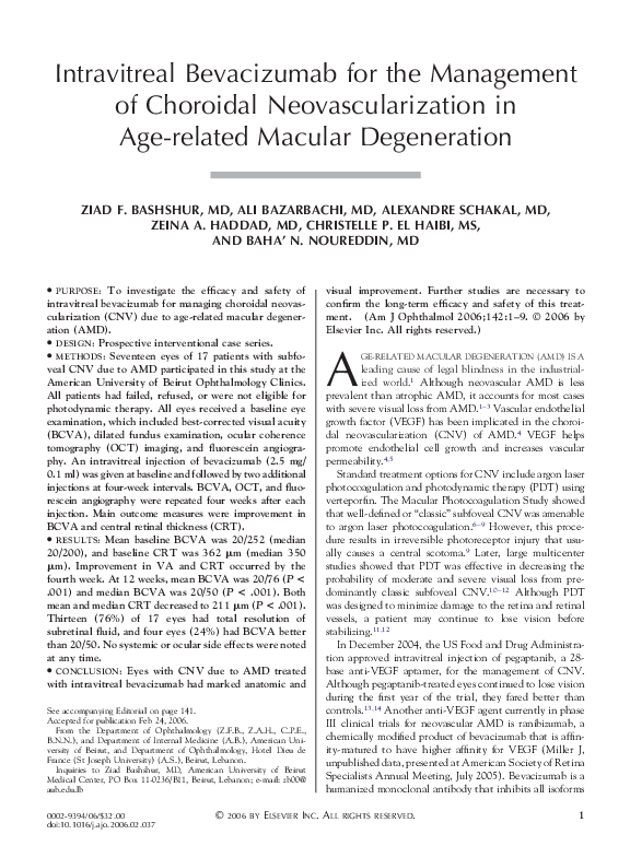 (PDF) Intravitreal Bevacizumab for the Management of Choroidal ...