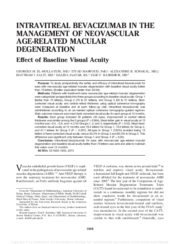 (PDF) Intravitreal Bevacizumab in the Management of Neovascular Age ...
