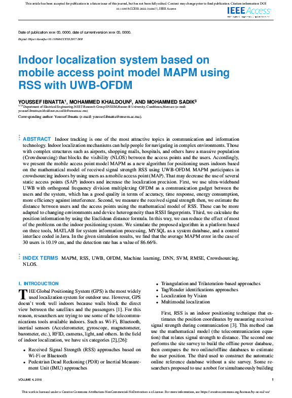 (PDF) Indoor localization system based on mobile access point model ...