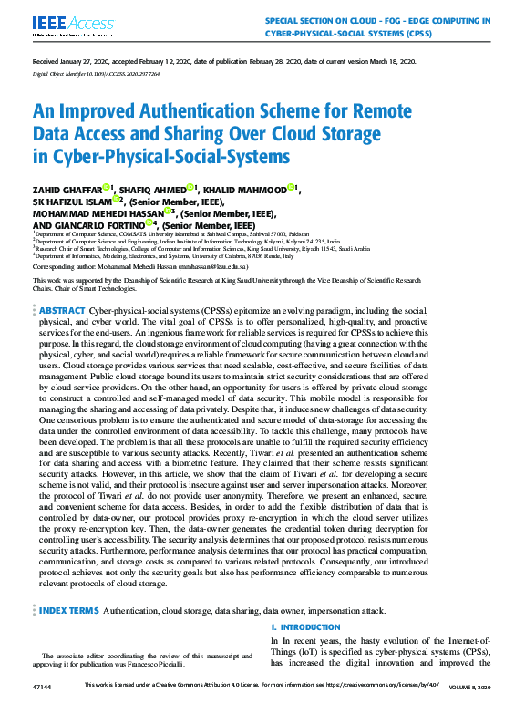 (PDF) An Improved Authentication Scheme for Remote Data Access and ...