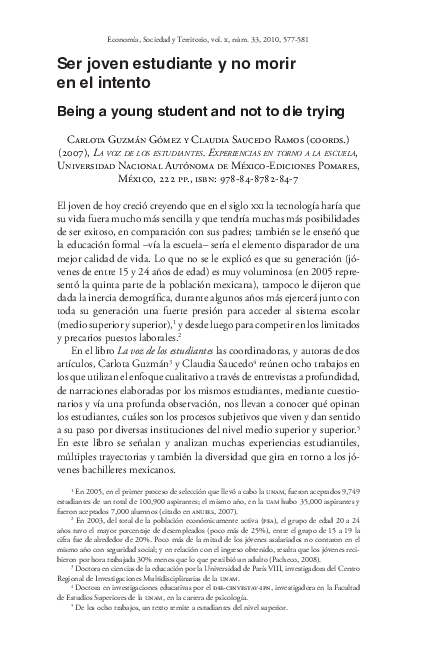 (PDF) Ser joven estudiante y no morir en el intento