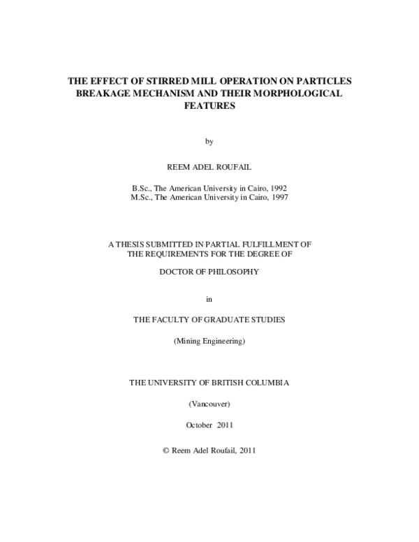 (PDF) The effect of stirred mill operation on particles breakage ...