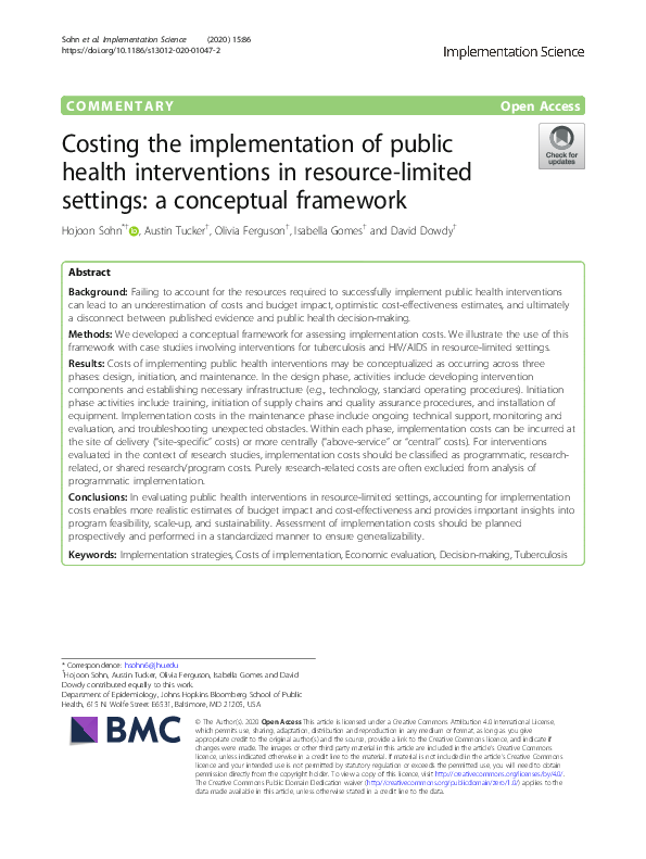 (PDF) Costing the implementation of public health interventions in ...