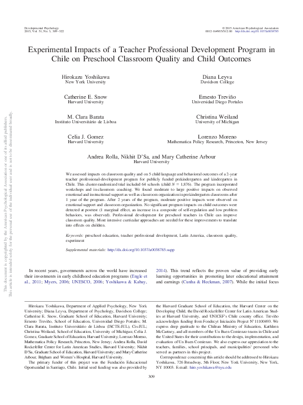 (PDF) Experimental impacts of a teacher professional development ...