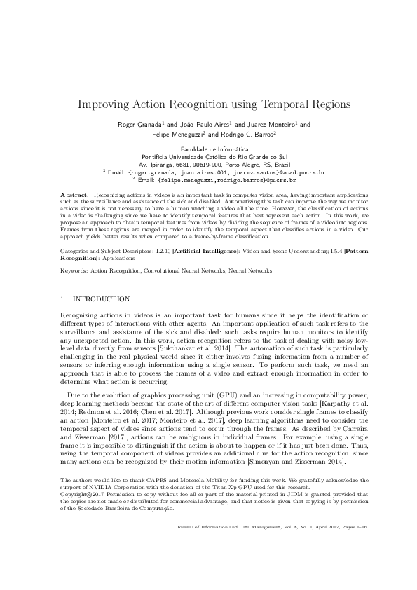 (PDF) Improving Action Recognition using Temporal Regions