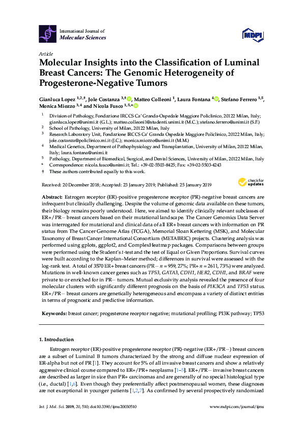 (PDF) Molecular Insights into the Classification of Luminal Breast ...