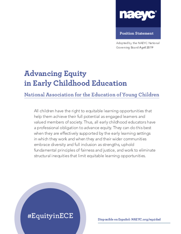 (PDF) Advancing Equity in Early Childhood Education