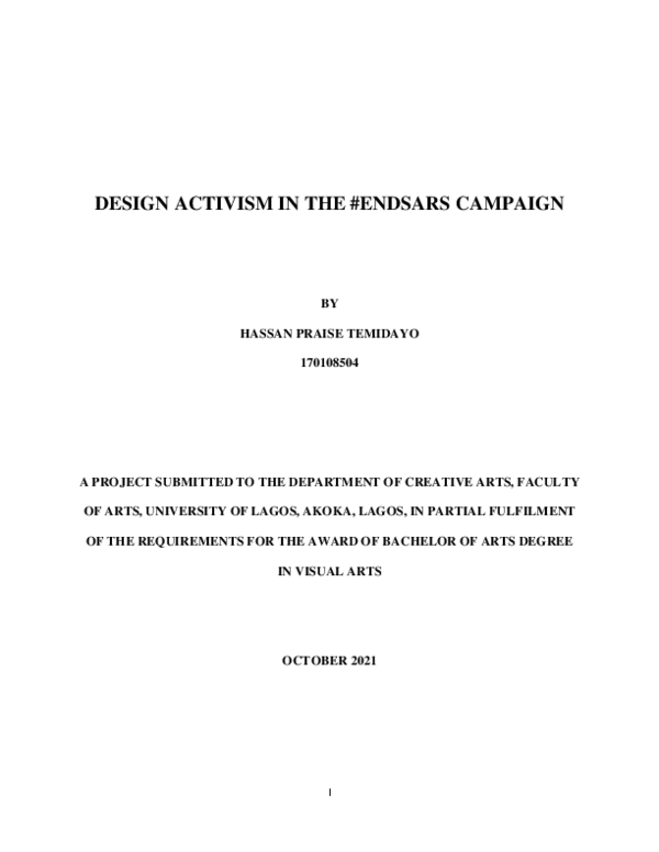 (PDF) DESIGN ACTIVISM IN THE #ENDSARS CAMPAIGN