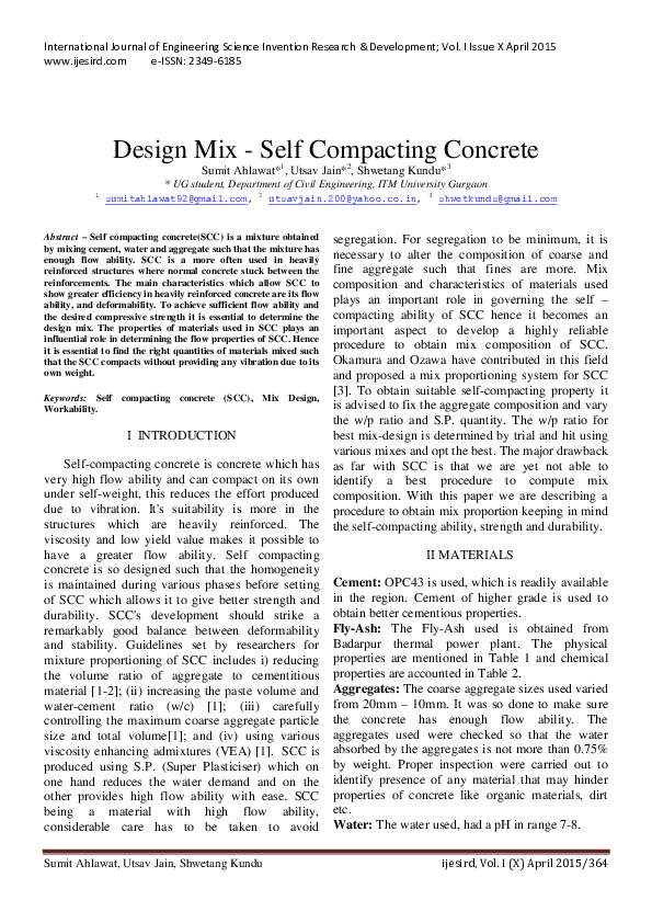 (PDF) Design Mix - Self Compacting Concrete