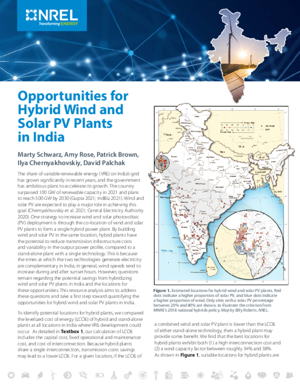 (PDF) Opportunities for Hybrid Wind and Solar PV Plants in India