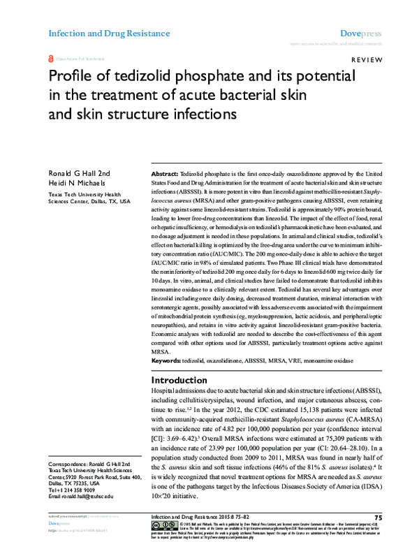 (PDF) Profile of tedizolid phosphate and its potential in the treatment ...