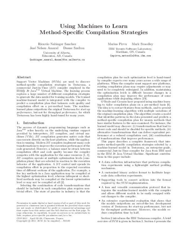 (PDF) Using machines to learn method-specific compilation strategies