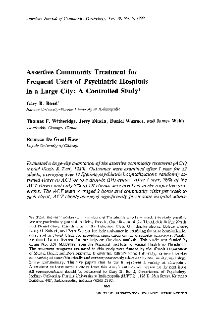 (PDF) Assertive community treatment for frequent users of psychiatric ...