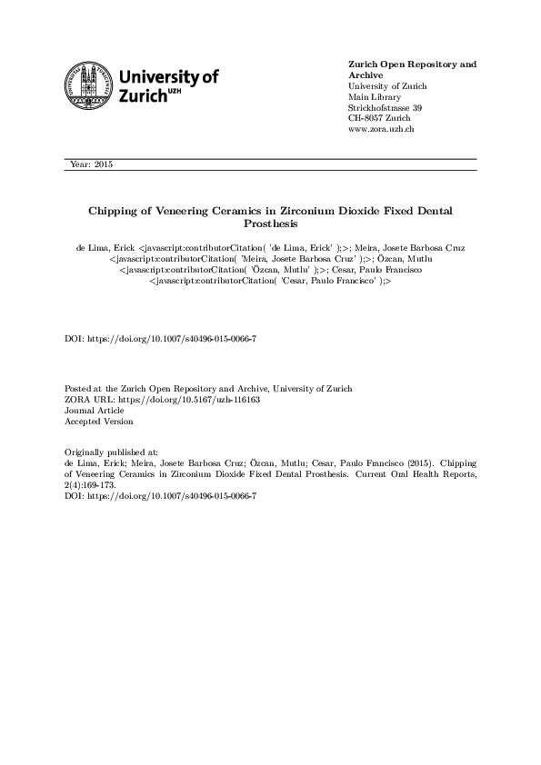 (PDF) Chipping of Veneering Ceramics in Zirconium Dioxide Fixed Dental ...