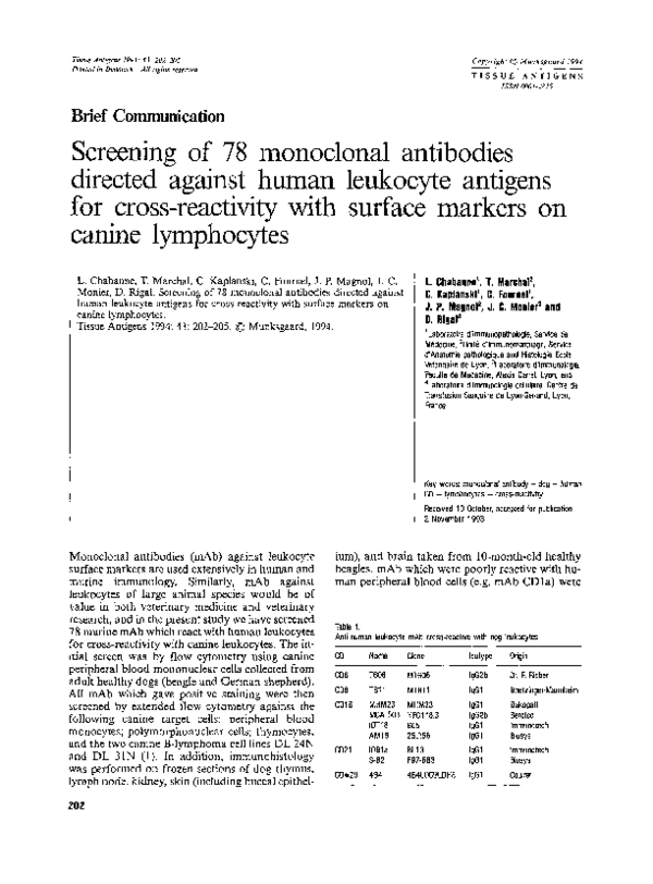 (PDF) Screening of 78 monoclonal antibodies directed against human ...