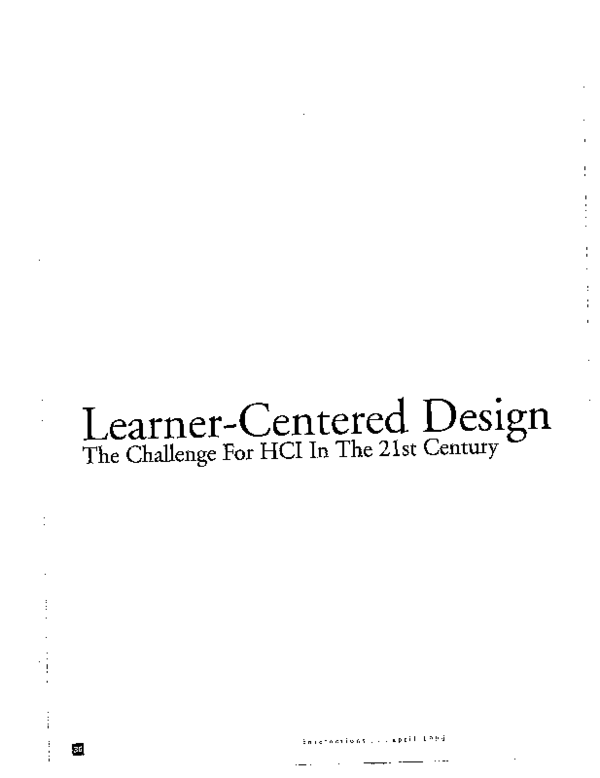 Pdf Learner Centered Design