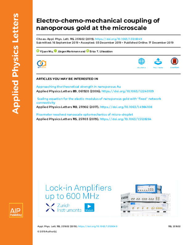 (PDF) Electro-chemo-mechanical coupling of nanoporous gold at the ...