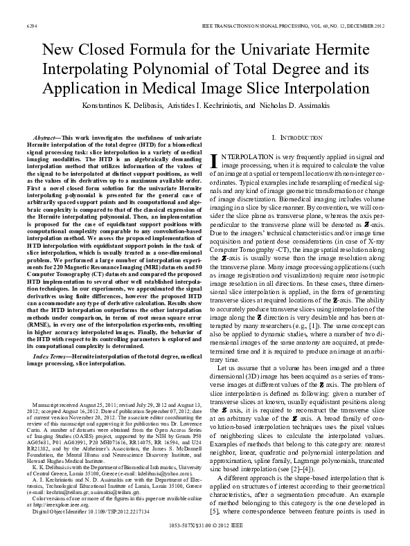 (PDF) New Closed Formula for the Univariate Hermite Interpolating ...