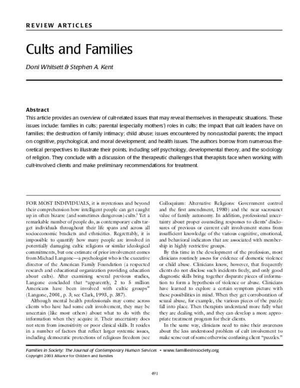 (PDF) Cults and Families Doni Whitsett Academia.edu