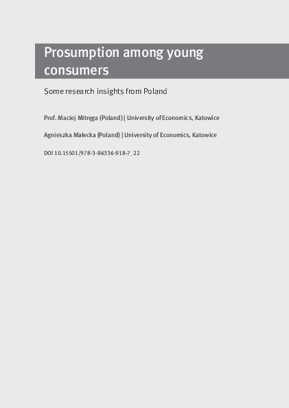 (PDF) Prosumption among young consumers