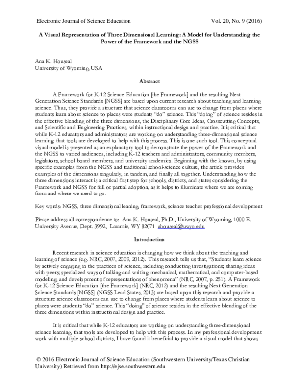 (PDF) A Visual Representation of Three Dimensional Learning: A Model ...