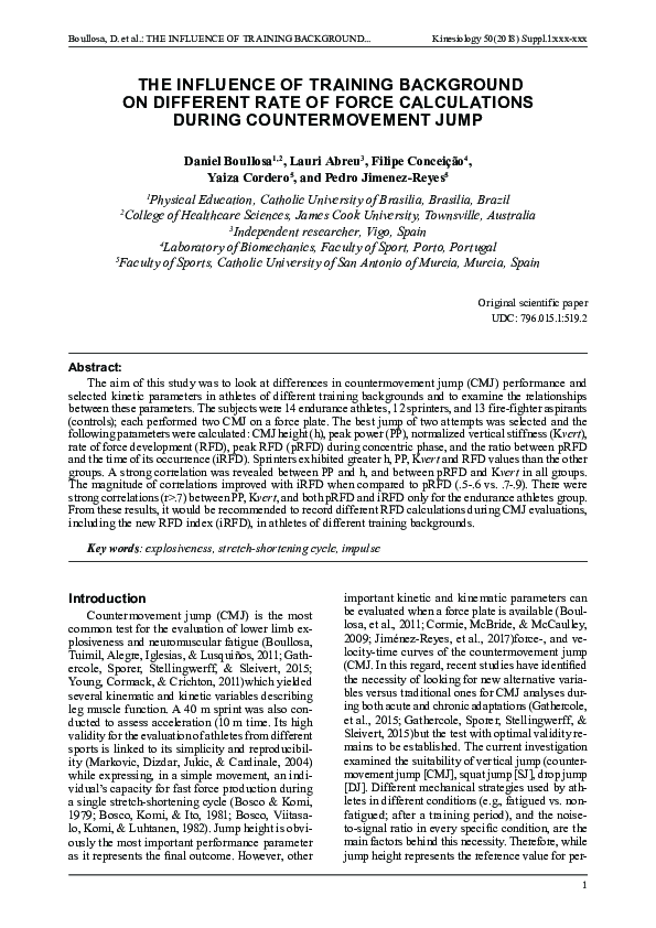 (PDF) The Influence of Training Background on Different Rate of Force ...