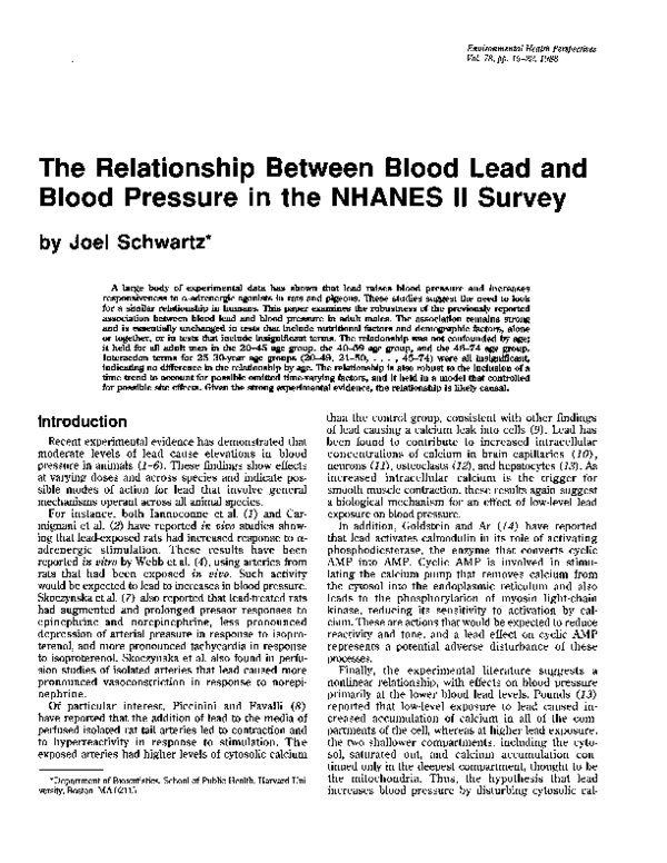 (PDF) The relationship between blood lead and blood pressure in the ...