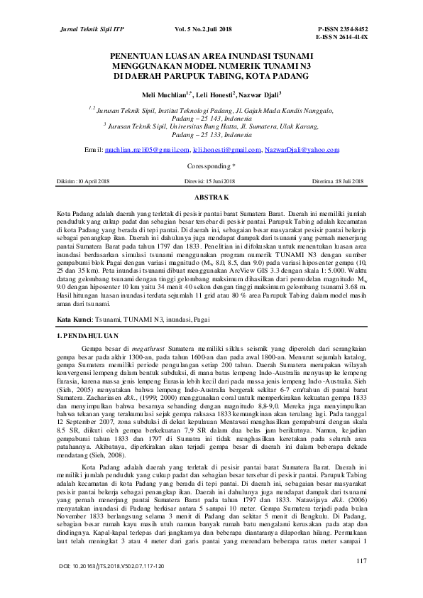 (PDF) Penentuan Luasan Area Inundasi Tsunami Menggunakan Model Numerik ...