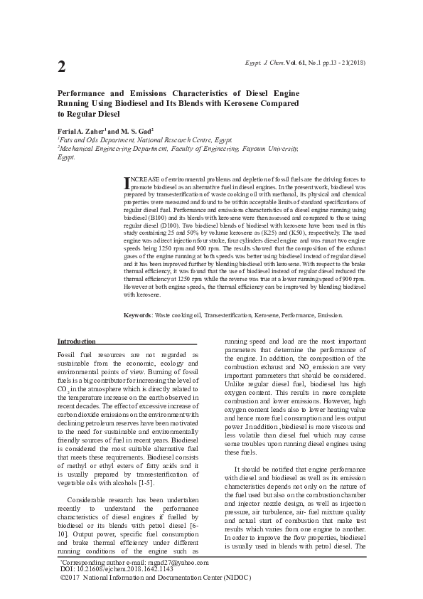 (PDF) Performance and emissions characteristics of diesel engine ...