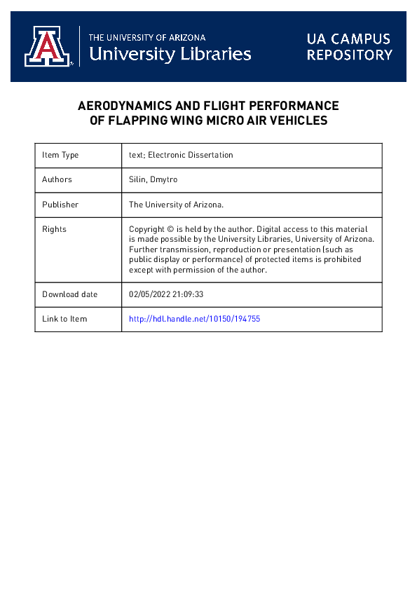 (PDF) Aerodynamics and flight performance of flapping wing micro air ...