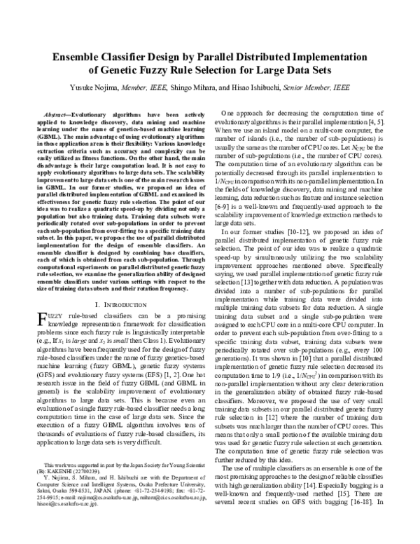 (PDF) Ensemble classifier design by parallel distributed implementation ...