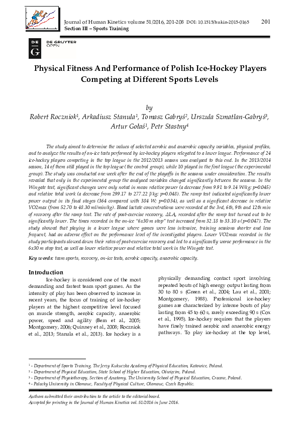 (PDF) Physical fitness and performance of polish ice-hockey players ...