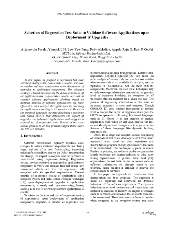 (PDF) Selection of Regression Test Suite to Validate Software ...