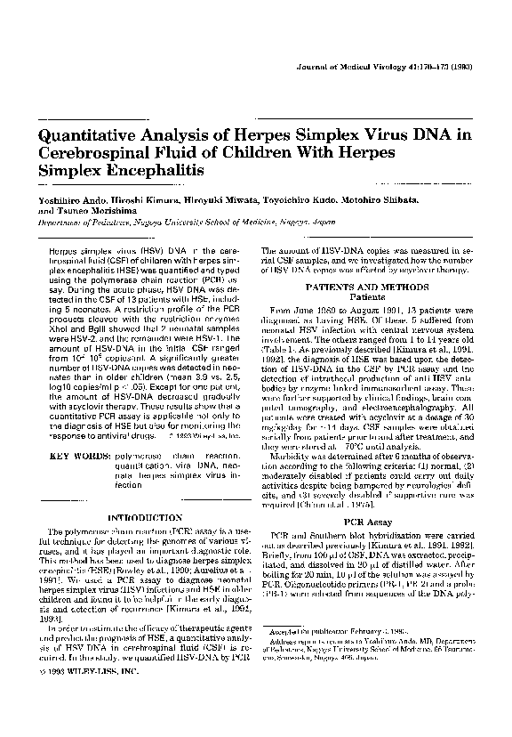 (PDF) Quantitative Analysis of Herpes Simplex Virus Genome in Tears ...