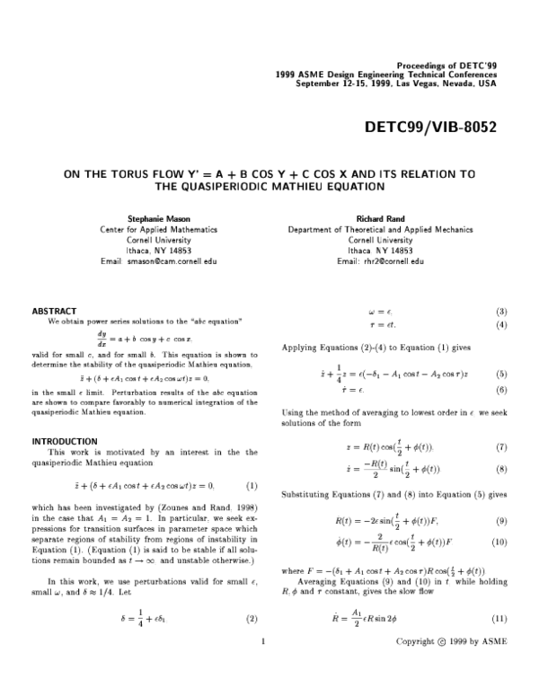 (PDF) The Quasiperiodic Mathieu Equation
