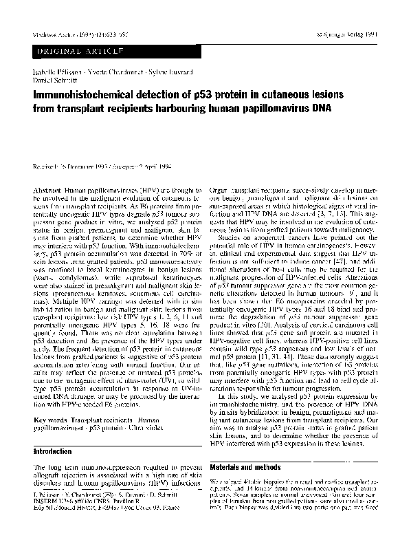 (PDF) Immunohistochemical detection of p53 protein in cutaneous lesions ...