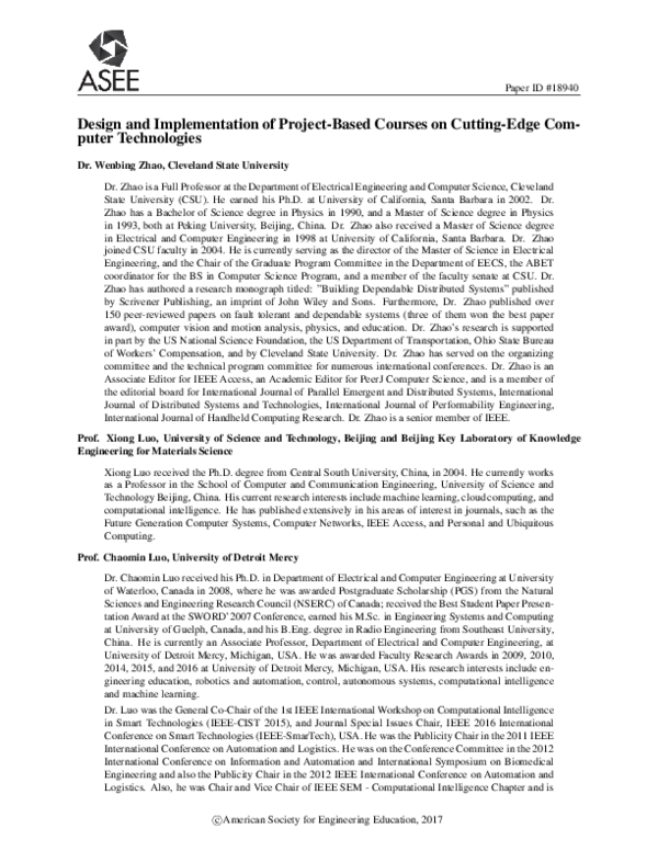 (PDF) Design and Implementation of Project-Based Courses on Cutting ...