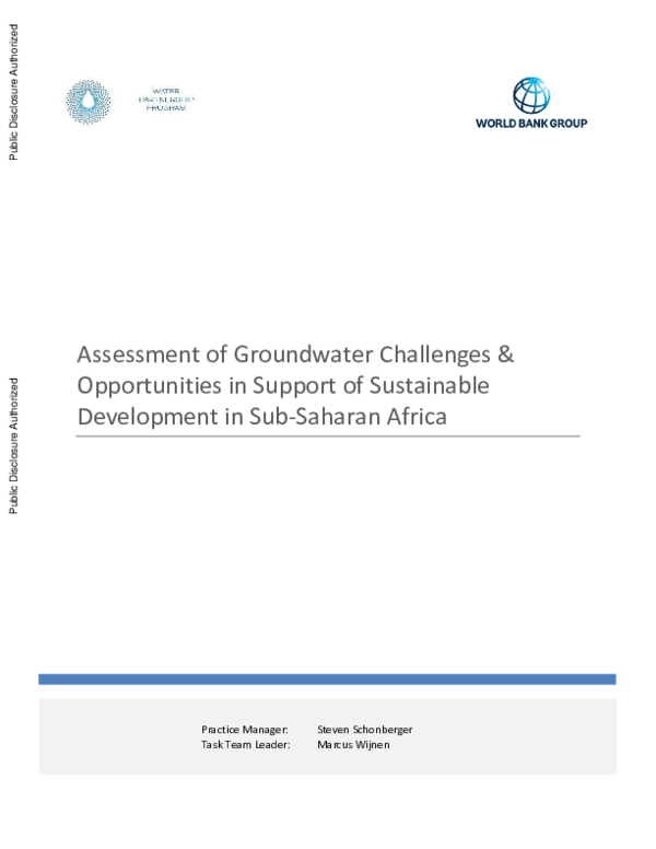 (PDF) Assessment of Groundwater Challenges and Opportunities in Support ...