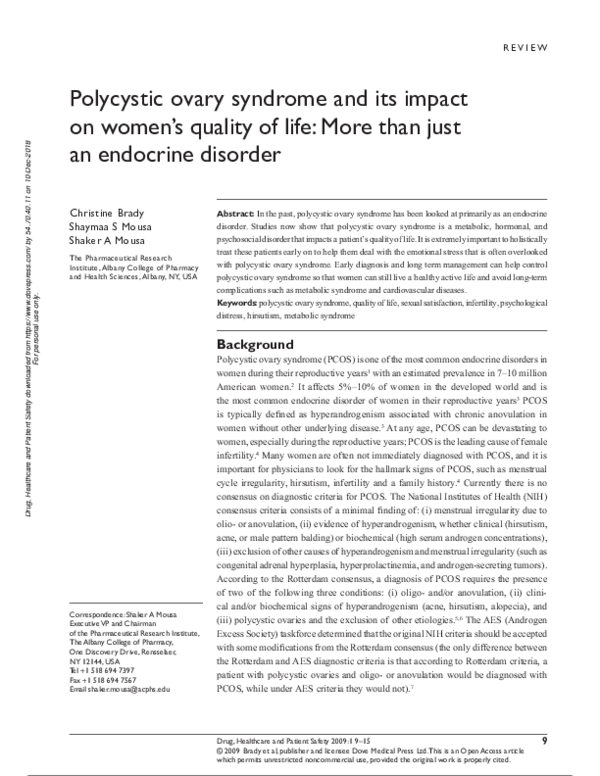 (PDF) Polycystic ovary syndrome and its impact on women’s quality of ...