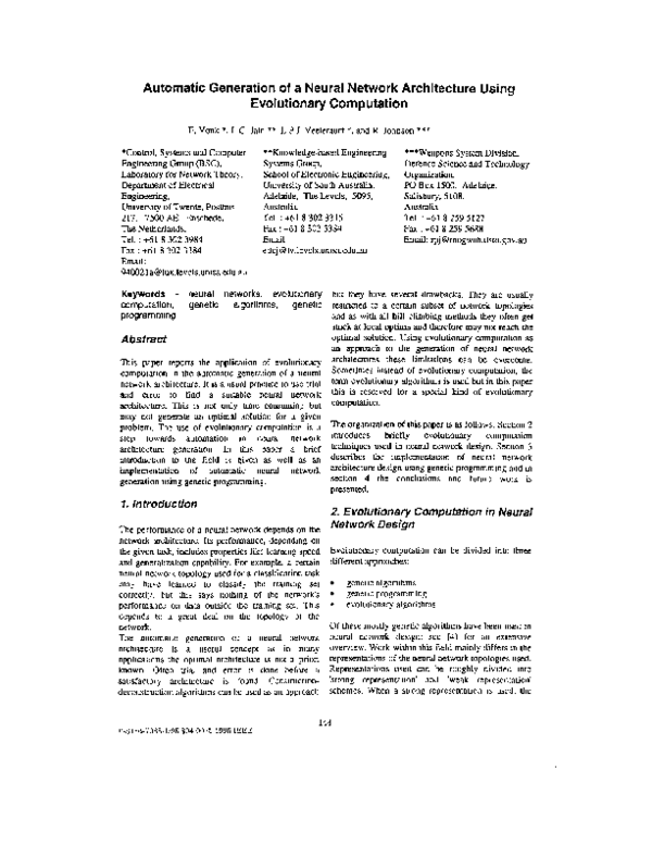 (PDF) Automatic generation of a neural network architecture using ...